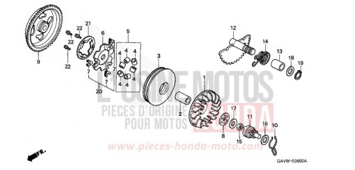 COTE SECONDAIRE/ AXE DE KICKSTARTER SJ50X de 1999